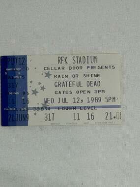 GRATEFUL DEAD TICKET stub 07-12-1989 RFK STADIUM